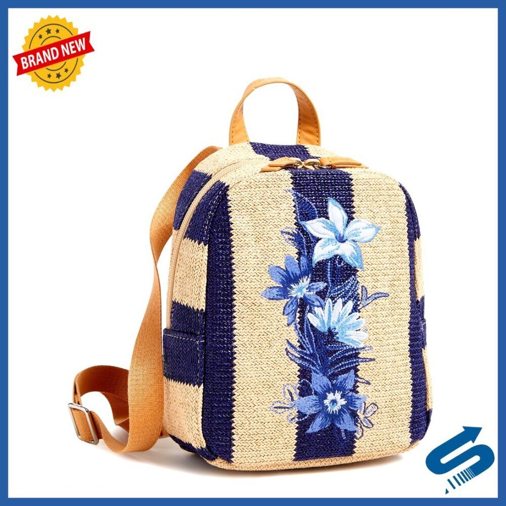 Mini Straw Backpack Casual Daypack Y2K Chic Preppy Adjustable Straps